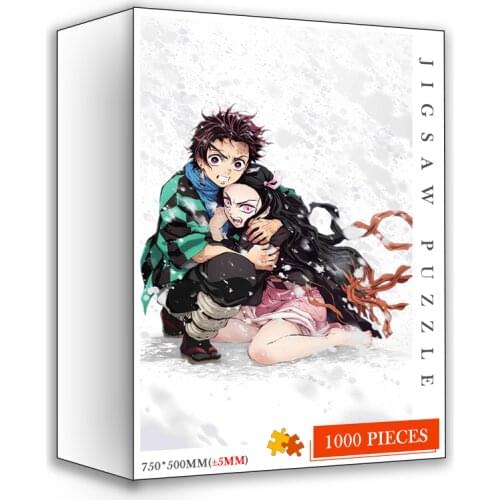 1000 Pieces Wooden Puzzle Japanese Anime Cartoon Demon Slayer Jigsaw for Adults Kids Educational Toys Girls Wood Puzzles Gifts