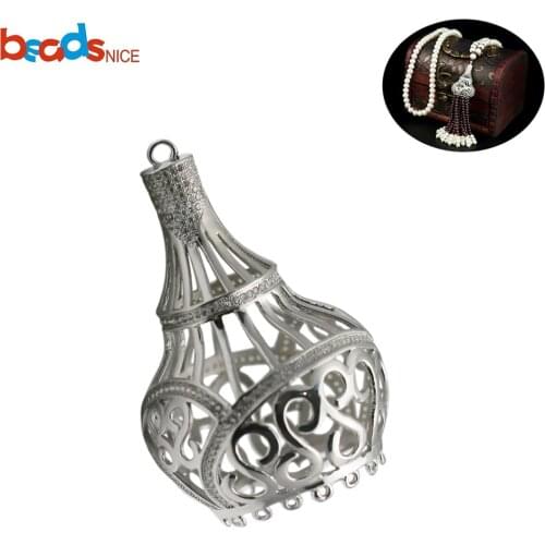 Beadsnice CZ Zircon Crystal Micro Pave Charm Pendant Connector for Pearl Chain Tassels Making DIY Crafting Connector ID35304