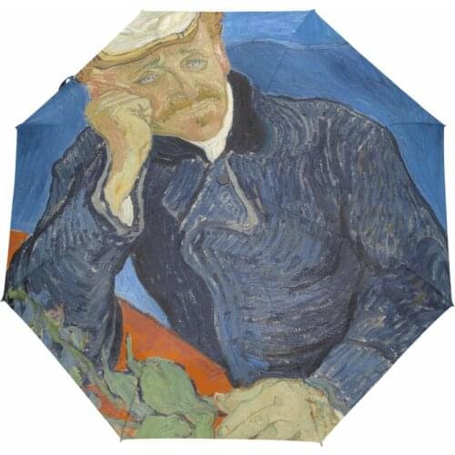 Portret van Dr. Gachet Printed Umbrella Van Goah Oil Painting Women Men Umbrellas Three Folding Windproof Rainproof Paraguas