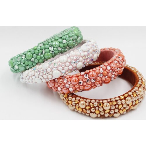 Sparkly pink green yellow crystals luxury hairband New Fashion Baroque Headband Sponge Water Drop Pearl Hair Accessories 873