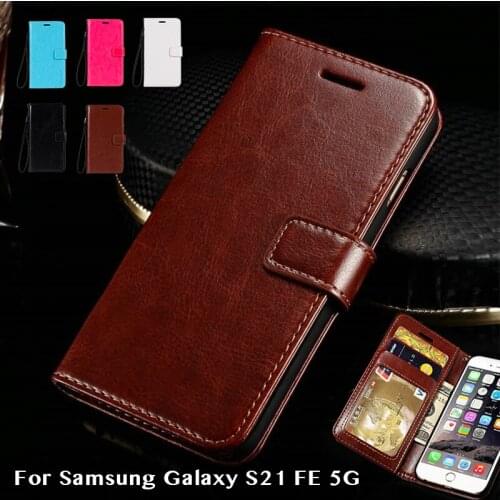 PU Leather Flip Case For Samsung Galaxy S21 FE 5G Card Holder Silicone Photo Frame Case Wallet Cover Business Case