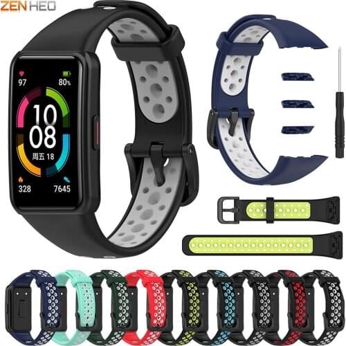 For Huawei Honor Band 6 Silicone Wrist Strap Replacement Double Color Watchband For Huawei Band 6 Wristband Bracelet