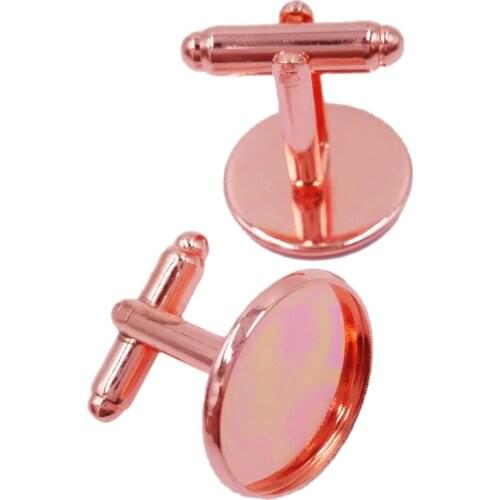 Rose Gold Color 12mm 14mm 16mm 18mm 20mm French Cufflinks Blanks Cufflink Setting Base Cameo Cabochon Setting CL008