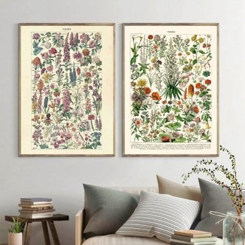 Vintage Flower Print Antique Floral Posters and Prints Wall Picture Botanical Farmhouse Wall Art Canvas Painting Home Art Decor