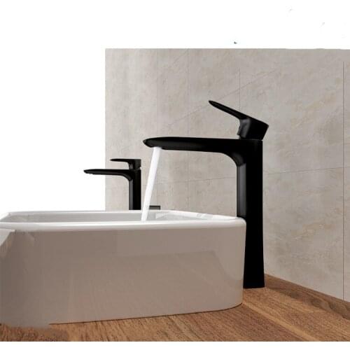 Black All Brass high Bathroom Sink Faucet Hot Cold Basin Faucet Mix Tap Luxury Bathroom Faucets-High quality material