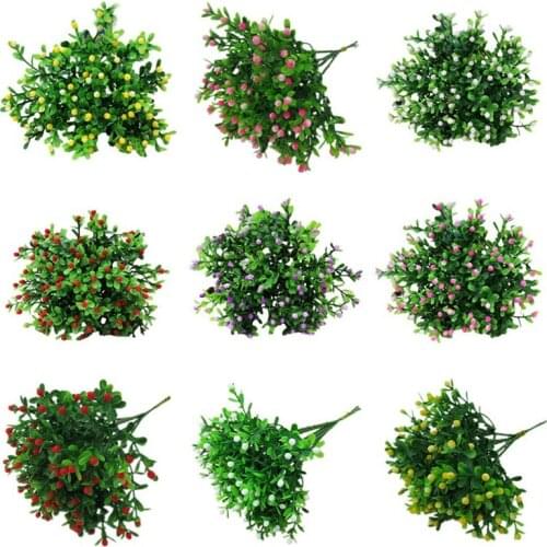 Green Artificial Flower Simulation Milan Small Bouquet Plastic Plant Flowers For Wedding Home Office Party Decoration Art
