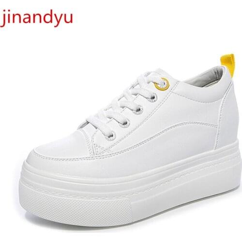 Platform Shoes Genuine Leather Sneakers Wedge Sneaker Fashion Women High Heels White Black Shoes Hidden Heel Platforms Trainers