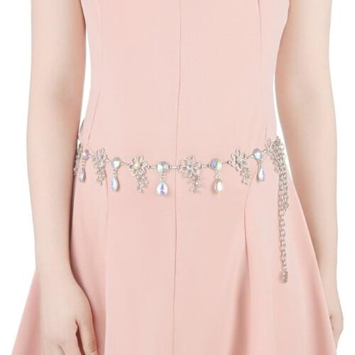 Women’s Sparkling Rhinestone Waist Chain Belt for Dress Belly Chain
