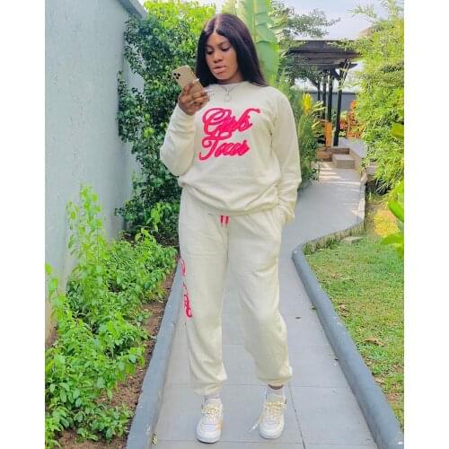 2020 New Arrival Famous Brand 2 pcs Tracksuits Women Set Letters Tops Long Pants Autumn Elastic Outfits