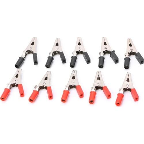 10X Insulated Crocodile Clips Plastic Handle Cable Lead Testing Alligator Clamps