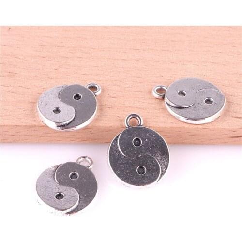 12pcs 14*18mm Alloy Tai chi bagua Yinyang Pendants Antique Silver Charms DIY Handmade Pendant For Jewelry Making 23350