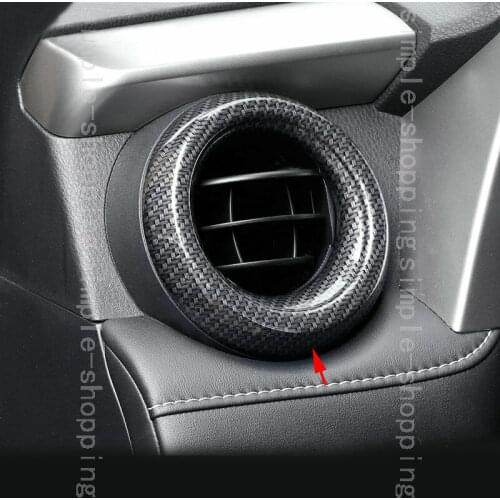 Fit For Toyota RAV4 2016-2017 Carbon Fiber Color Front Air Out Vent Ring Cover Trim 2pcs
