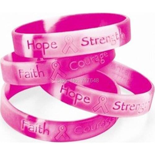 300pcs Hope Faith Courage Strength wristband silicone bracelets free shipping by FEDEX
