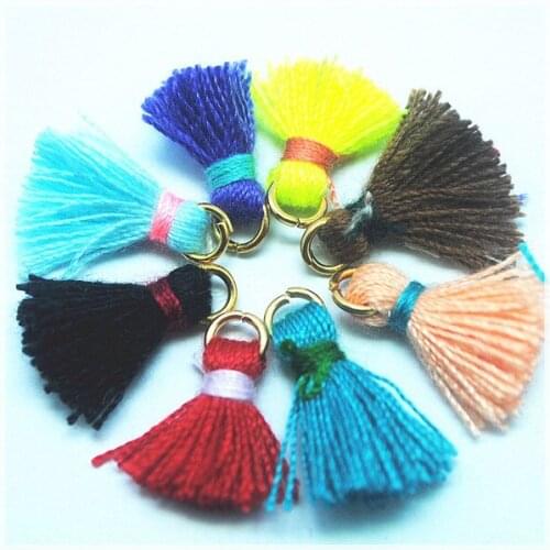 30pcs Small Metal Tassel Pendants Cotton material for Women Bracelet Making Earring Designs Accessories 15mm length assorted