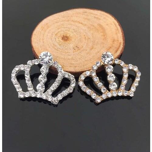50pcs Jewelry strass Crown Metal Buckle Button Crystal Rhinestone Appliques Wedding Hairpin Hair Clip Invitation Decor Accessory