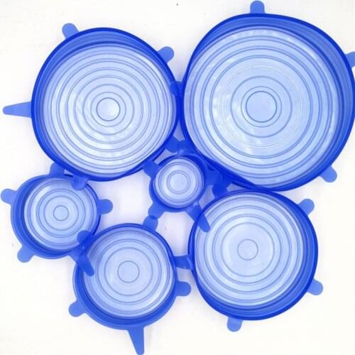 6 Pcs/Set Food Silicone Cover Cap Reusable Food Wrap Bowl Pot Cover Stretch Lids Cooking Cookware Tools Kitchen Accessories
