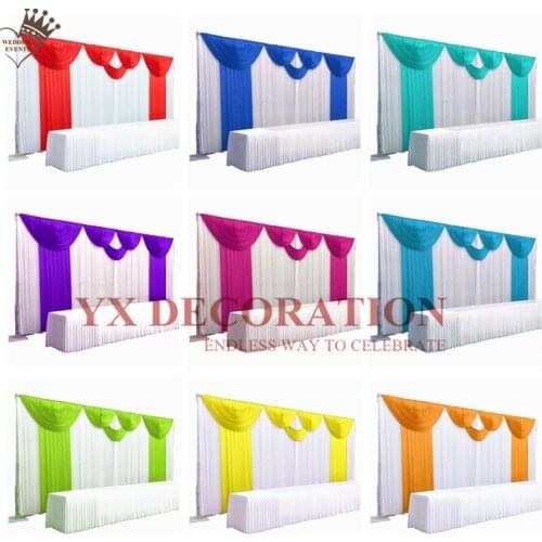 White Red Purple Wedding Ice Silk Wedding Backdrop Curtain With Top Valance Drpery Stage Background Photo Booth Decoration