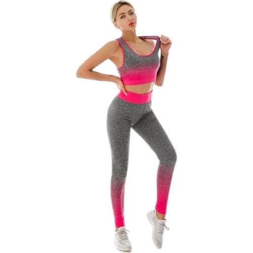 Seamless Yoga Set Women Fitness Clothing Top Sportswear Woman Gym Leggings Padded Push Up Strappy Sports Bra Sexy Sports Suits
