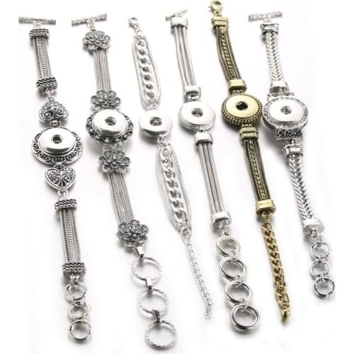 18mm Snap Button Bracelet Bangles Vintage Bronze Bracelet Snap Jewelry Charm Bracelet For Women Adjustable 9438