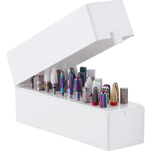 50Pcs Nail Drill Bits Holder Dustproof Stand Displayer Organizer Container 30 Holes Manicure Tools (Not Inlcude Drill Bits)