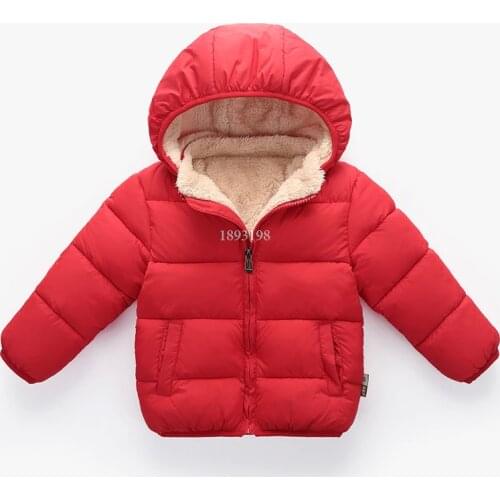 Children Plus Velvet Cotton-padded Jacket Boy Girls Down Padded Hooded Coats Kids Winter Warm Parkas Outwear