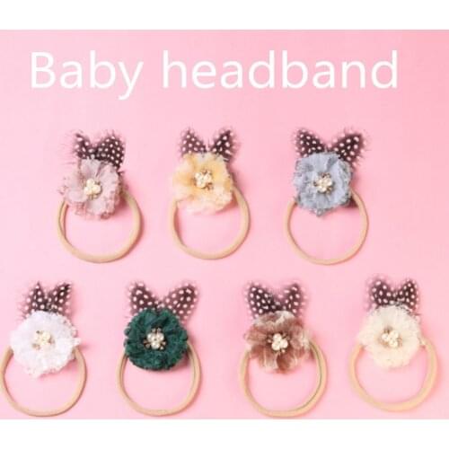 7-color Children Headband Nylon Pearl Mesh Silk Flower Baby Headband Baby Lace Headband