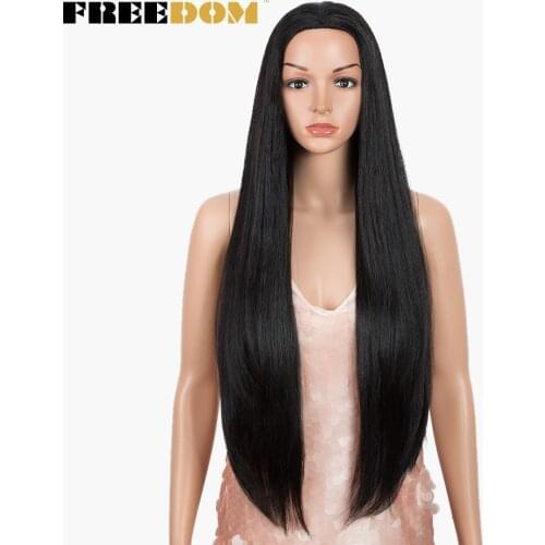 FREEDOM Long Straight Synthetic Wigs For Black Women Heat Resistant Synthetic Wig 30 Inch Long Red Wigs Free Shipping