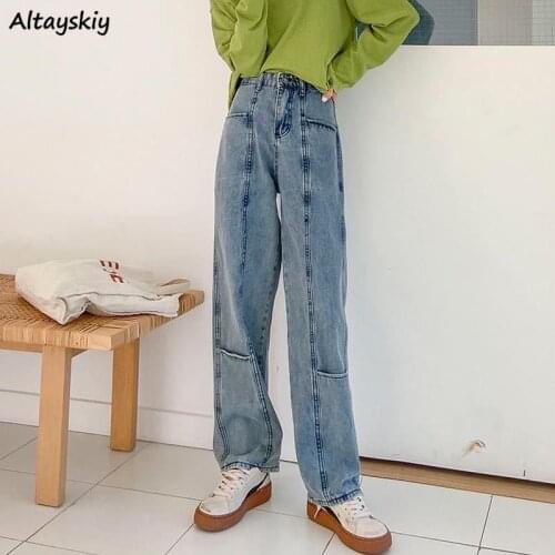 Jeans Women Straight Loose High Waist Spring BF Students Japanese Personality Style Fashion Leisure College Ladies Harajuku
