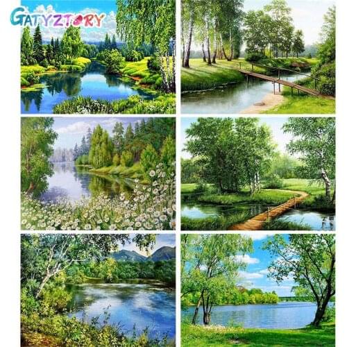 GATYZTORY Paint By Numbers For Adults Kids Town DIY HandPainted Oil Painting Rural Landscape Picture Home Decor Wall Gift