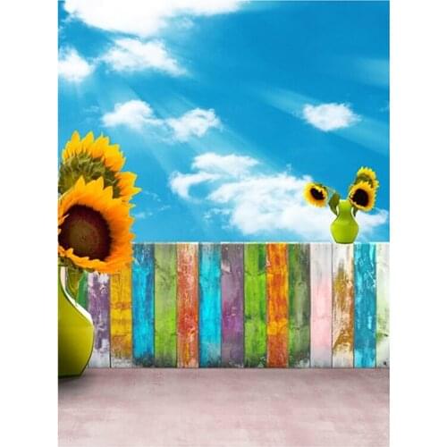 K3902 Photography Backdrops Prop Sunflower Blue Sky Painting Photography Background
