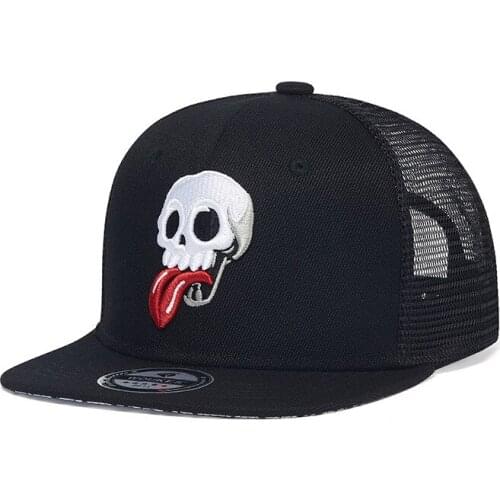 Hip Hop Hat Embroidered Skull Pattern Female Christmas Hat Flat Brim Baseball Cap Mens Hat Embroidery 2021
