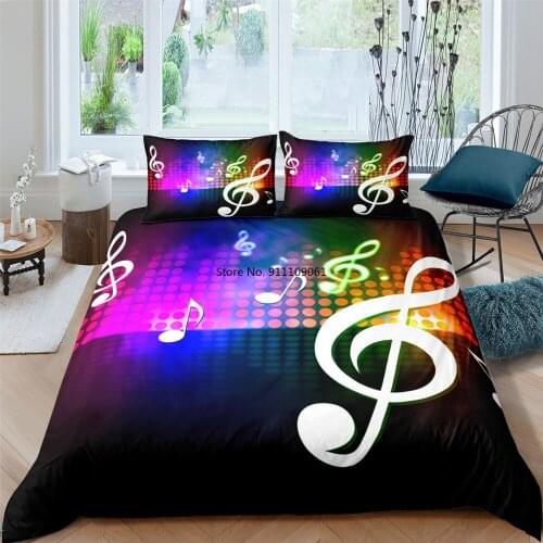Rainbow Music Notes Digital Printed Duvet Cover 3D Bedding Set Colorful Comforter Cover Kids Adult Bedding Set US/EU/AU Size