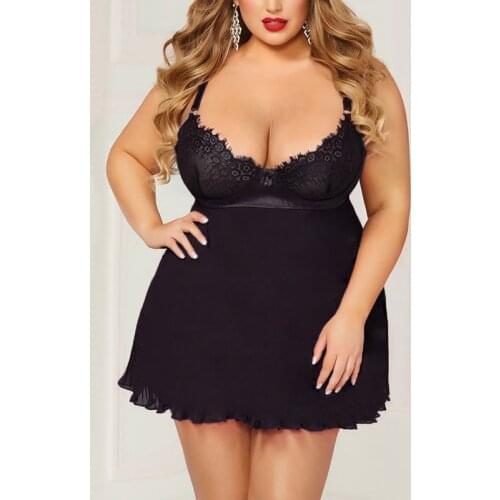 Fashion Pajamas Plus Size Nightdress European and Beautiful Lingerie Ladies Sexy Lace Dress Nightdress Set