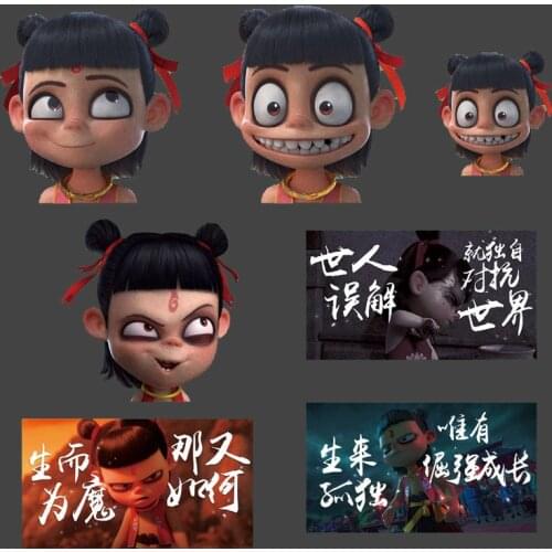 Cartoon Chinese Anime Nezha Heat Transfer Vinyl Wholesale Sticker Iron On Heat Transfers For Clothes DIY Patches Washable