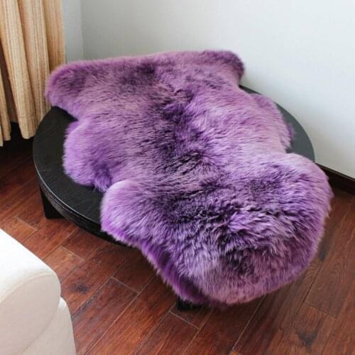 Soft Sheepskin Chair Cover Warm Hairy Carpet Seat Pad Plain Skin Fur Plain Fluffy Area Rugs Washable Bedroom Faux Mat