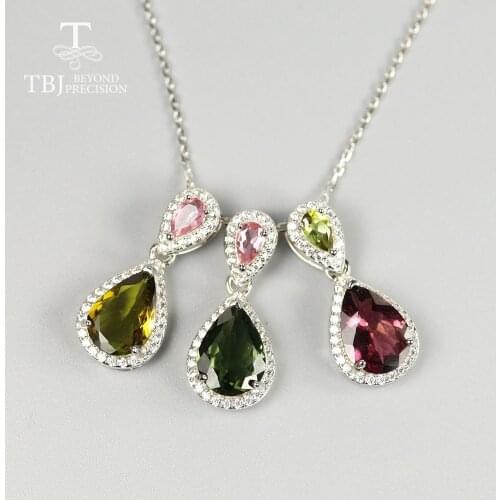 2020 NEW natural Fancy color tourmaline Pendant necklace 2ct real gemstone 925 sterling silver jewelry for girls nice gift