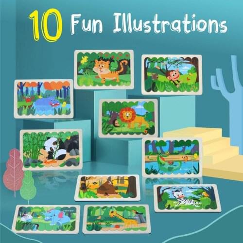 Montessori Educational Toy Child Funny Gift Animal Puzzles Wooden Educational Toys For Children Having Fun