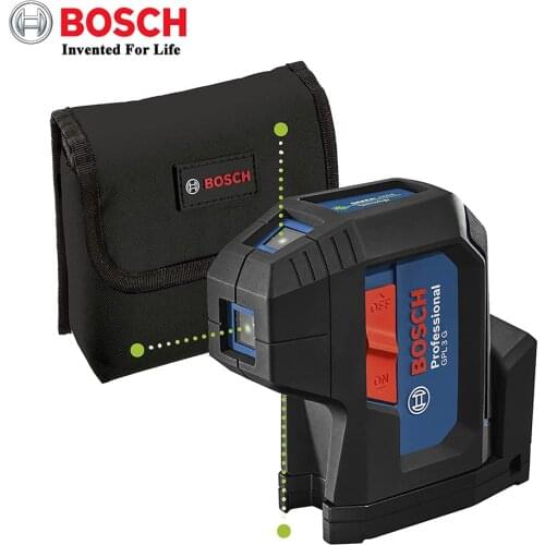 Original Bosch Professional 3 Point Laser GPL 3 G With Self-Leveling Laser Level (green laser, Working range: up to 30 m, Pouch)