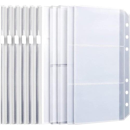 24Pcs A6 6 Ring Binder Pockets 3 Types Personal Planner Notebook Refills Filler Organizer Envelope Bill Pouch Card Pages