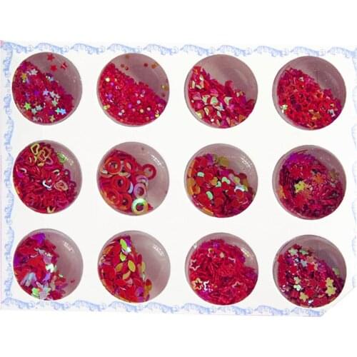 Red Sequins Pastel Caviar for Nail Art Manicure Glitter Sequin Gel Polish Nails Paillette Flakes Makeup Decoration Accessories
