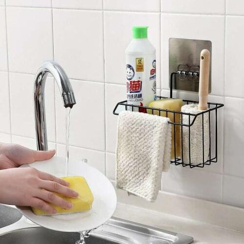 Hanging Storage Rack Kitchen Rag Dish Cloth Sponge Holder Storage Basket Bathroom Shampoo Towel Drain Rack Kitchen JU32611