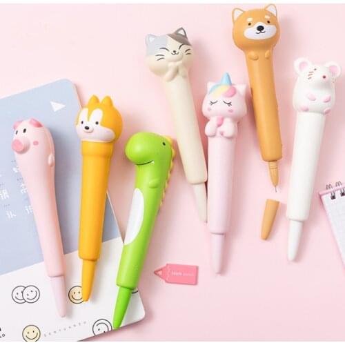 1PC 0.5mm Cute Cartoon Animals Black Ink Gel Pens for Journaling Gift For Kids Drawing Writing School Stationary Office Supplies