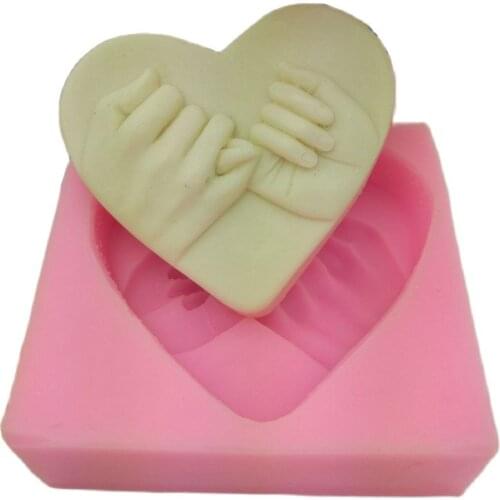 Heart Love 3D Silicone Soap Mold Hand In Hand Cake Decorating Tools Silicone Mould Valentines Day K186