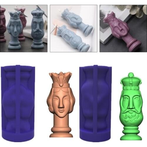 Small Size 3D King/Queen Face Shape Silicone Mold for DIY Decoration Making Soap Candle Melt Resin Polymer Clay
