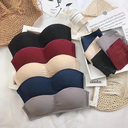 SP&CITY Colorful Summer Gathering Strapless Bras For Women Non Slip Push Up Bra Breathable Invisible Bra Comfortable Underwear