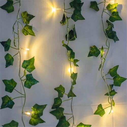 2M/3M/4M Artificial Plant Led String Light Green Leaf Ivy Vine Home Wedding Decor Lamp DIY Hanging Garden Christmas Lights