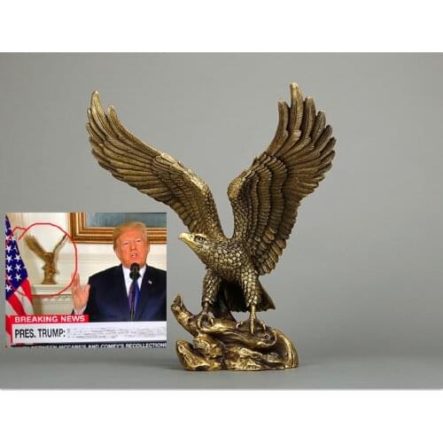 TOP COOL Business gift -36CM 2021 TOP Home office efficacious fortune Mascot American Eagle vulture lanneret Bronze art statue