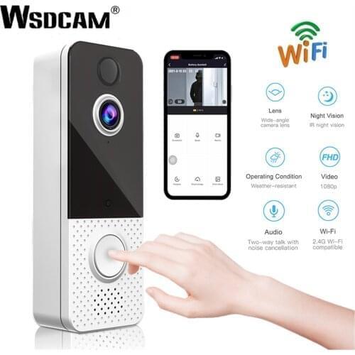 Wsdcam Smart Video Doorbell WIFI 1080P Visual Intercom Night Vision IP Door Bell PIR Security Intercom Wireless Cameras For Home