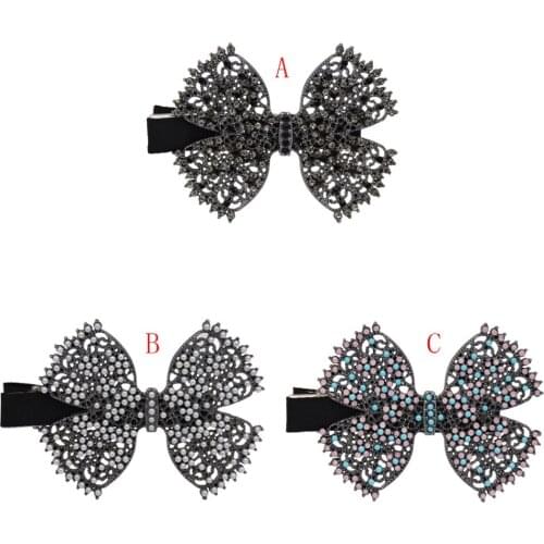 Vintage Resin Bead Headpiece Hair Clips Girls Wedding Black Hair Accessories for Women Hair Barrettes Bowknot Hairgrips Hairpin