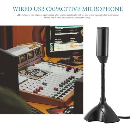 Dedicate USB Capacitive Mini Microphone Stand for PC Laptop Notebook Online Chat Recording Black Wired Device